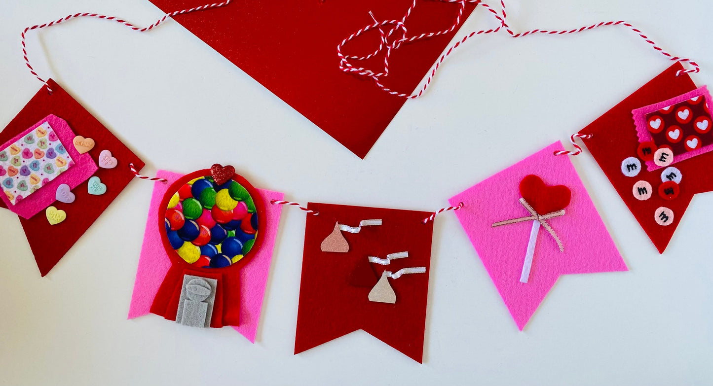 Valentine's Day Candy Felt Banner Garland Bunting Wall Hanging Decoration