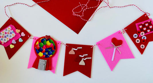 Valentine's Day Candy Felt Banner Garland Bunting Wall Hanging Decoration