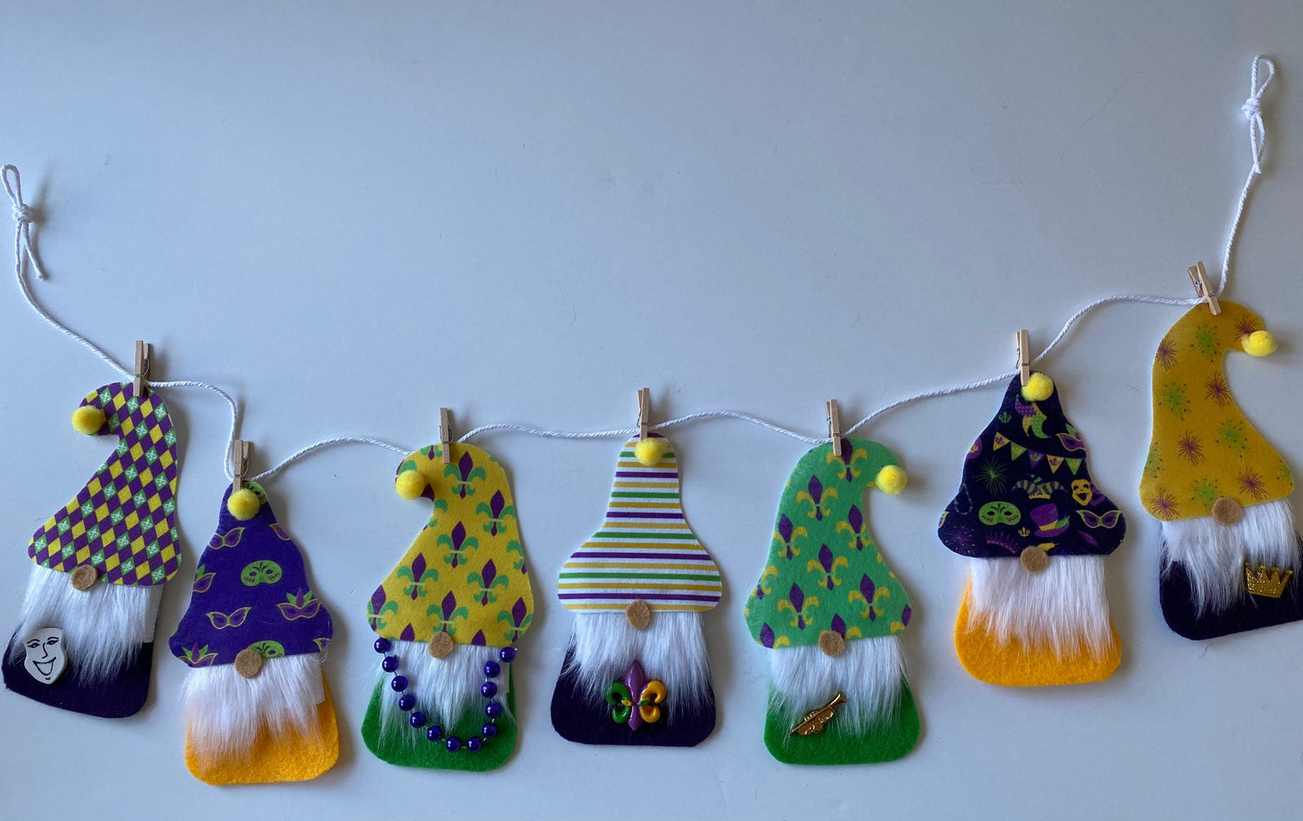 Mardi Gras Gnome Banner Bunting Garland Wall Hanging for Decoration