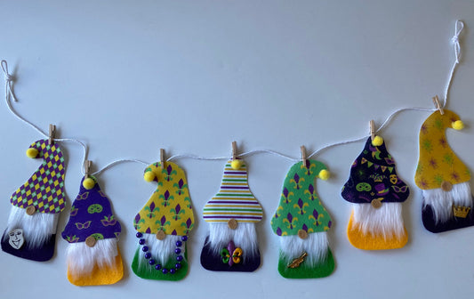 Mardi Gras Gnome Banner Bunting Garland Wall Hanging for Decoration