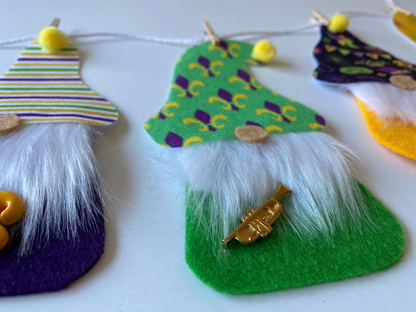 Mardi Gras Gnome Banner Bunting Garland Wall Hanging for Decoration