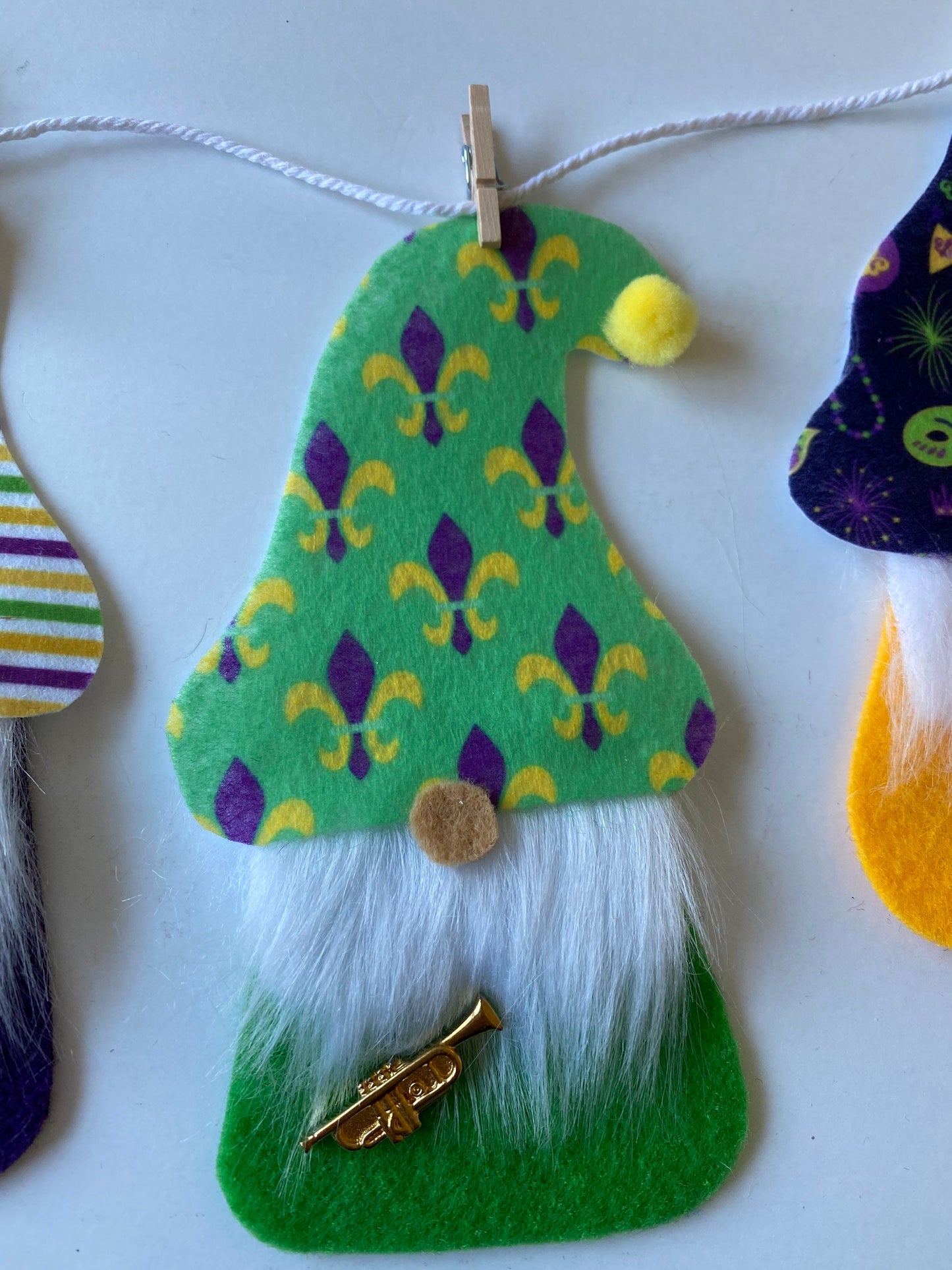 Mardi Gras Gnome Banner Bunting Garland Wall Hanging for Decoration