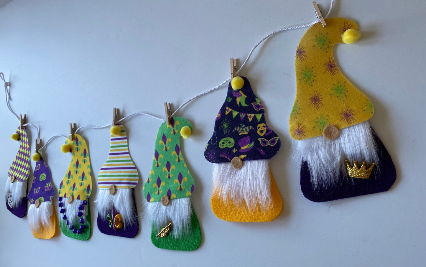 Mardi Gras Gnome Banner Bunting Garland Wall Hanging for Decoration