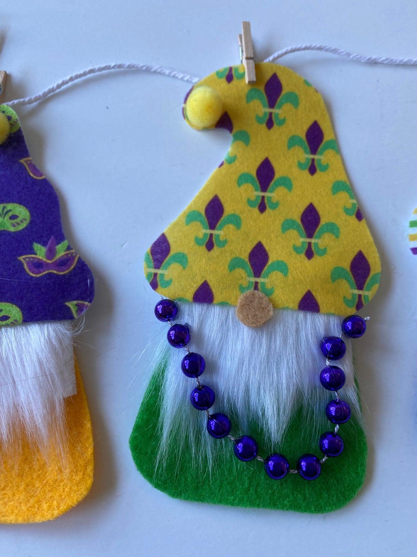 Mardi Gras Gnome Banner Bunting Garland Wall Hanging for Decoration