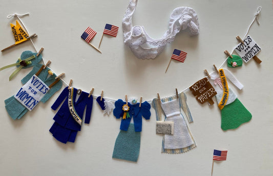 Votes for Women Miniature Felt Clothesline, Women's Suffrage Party Banner, Women's Liberation Bunting, Garland, Wall Hanging Decoration