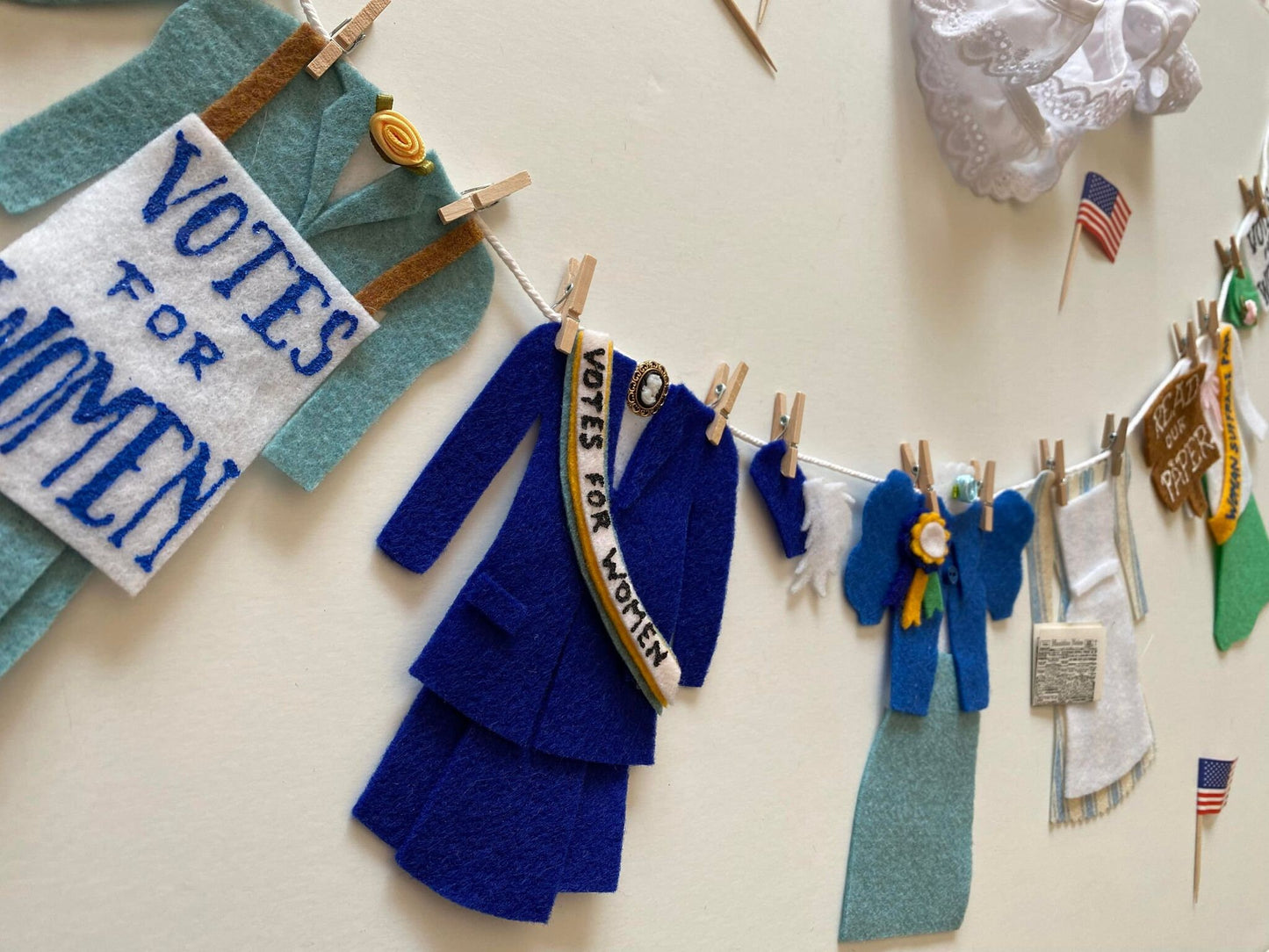 Votes for Women Miniature Felt Clothesline, Women's Suffrage Party Banner, Women's Liberation Bunting, Garland, Wall Hanging Decoration