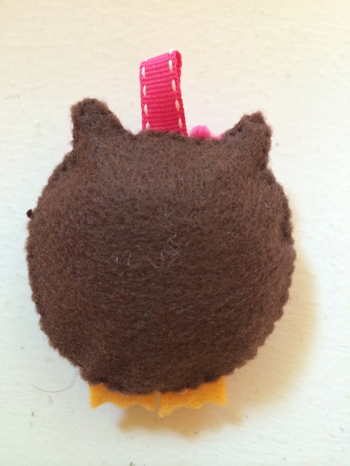 Felt Owl with Pink Keychain