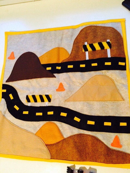 Construction Truck Playmat with Cones and Trucks