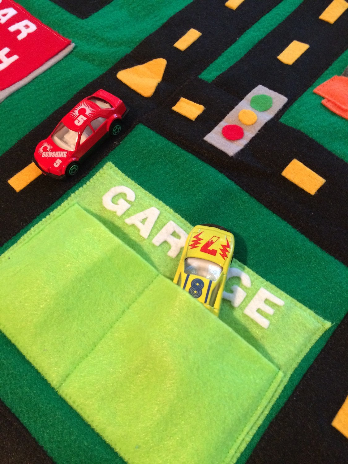 Toy Cars Race Track Road Rug Felt Playmat