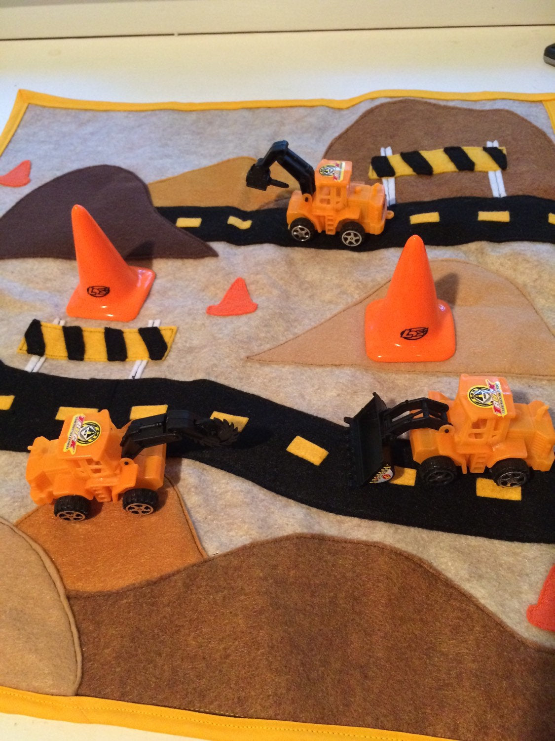 Construction Truck Playmat with Cones and Trucks