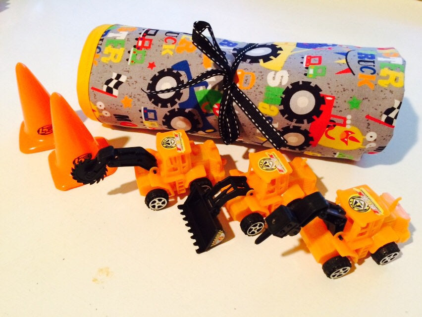 Construction Truck Playmat with Cones and Trucks