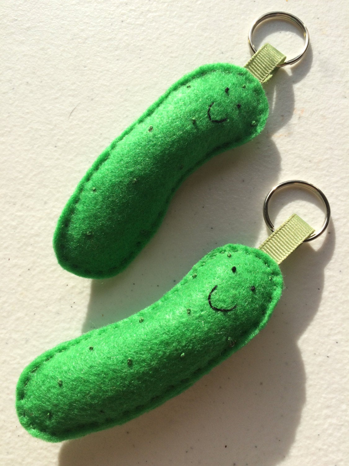 Pickle Cucumber Felt Keychain