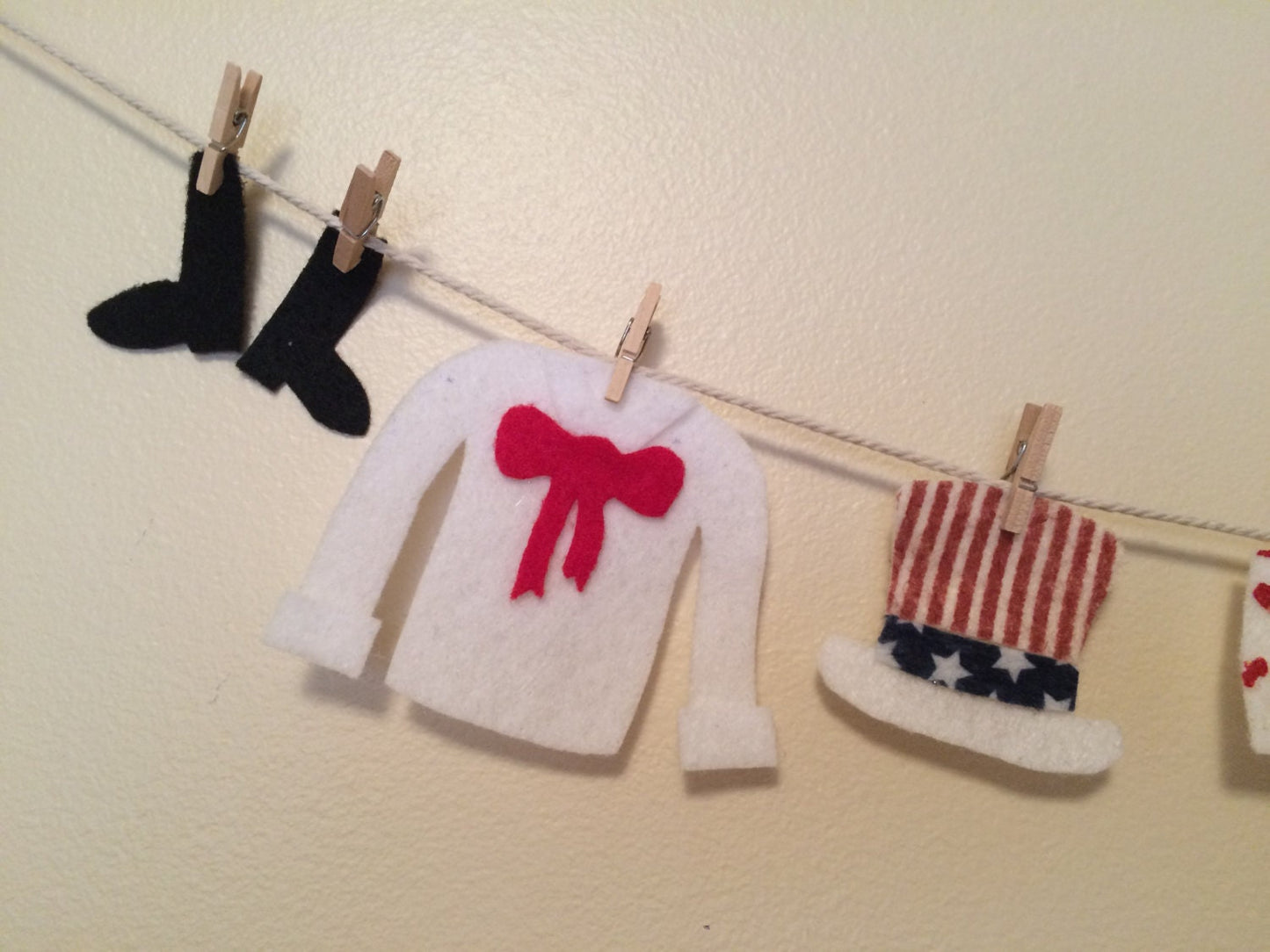 Uncle Sam Miniature Felt Clothesline Patriotic Banner Americana Bunting Wall Hanging Decoration for USA
