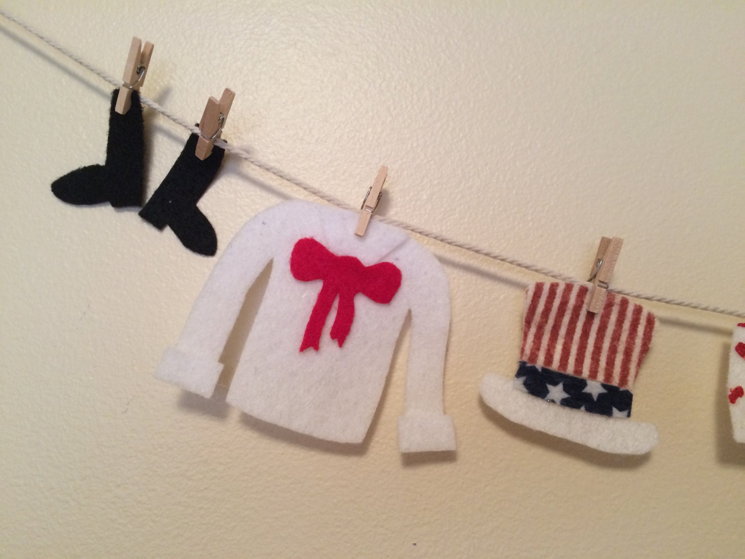 Uncle Sam Miniature Felt Clothesline Patriotic Banner Americana Bunting Wall Hanging Decoration for USA