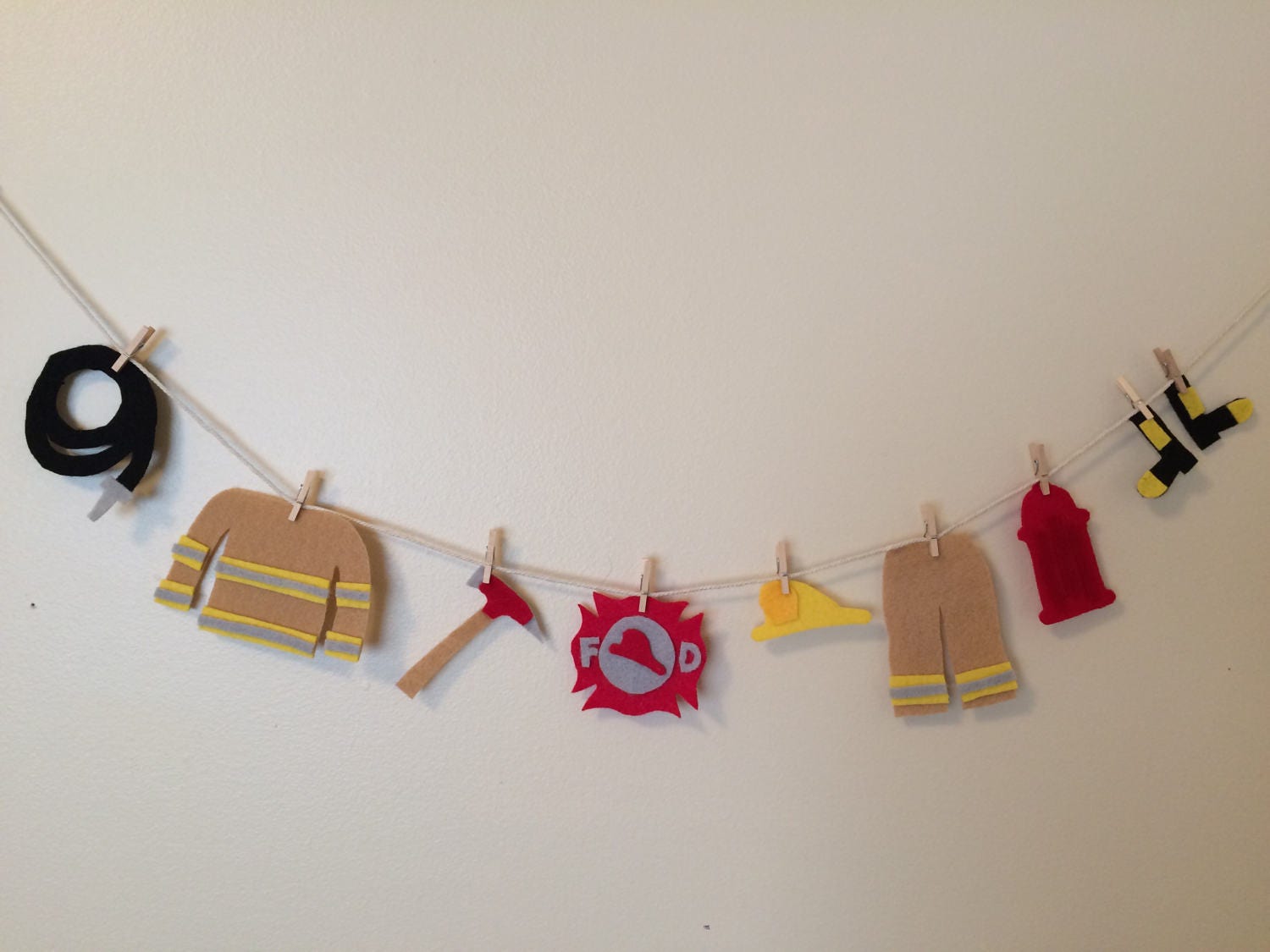 Fireman Miniature Felt Clothesline