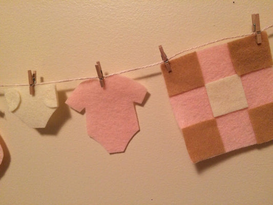Baby Girl Felt Clothesline Garland Bunting Laundry Line Shower Nursery Decoration