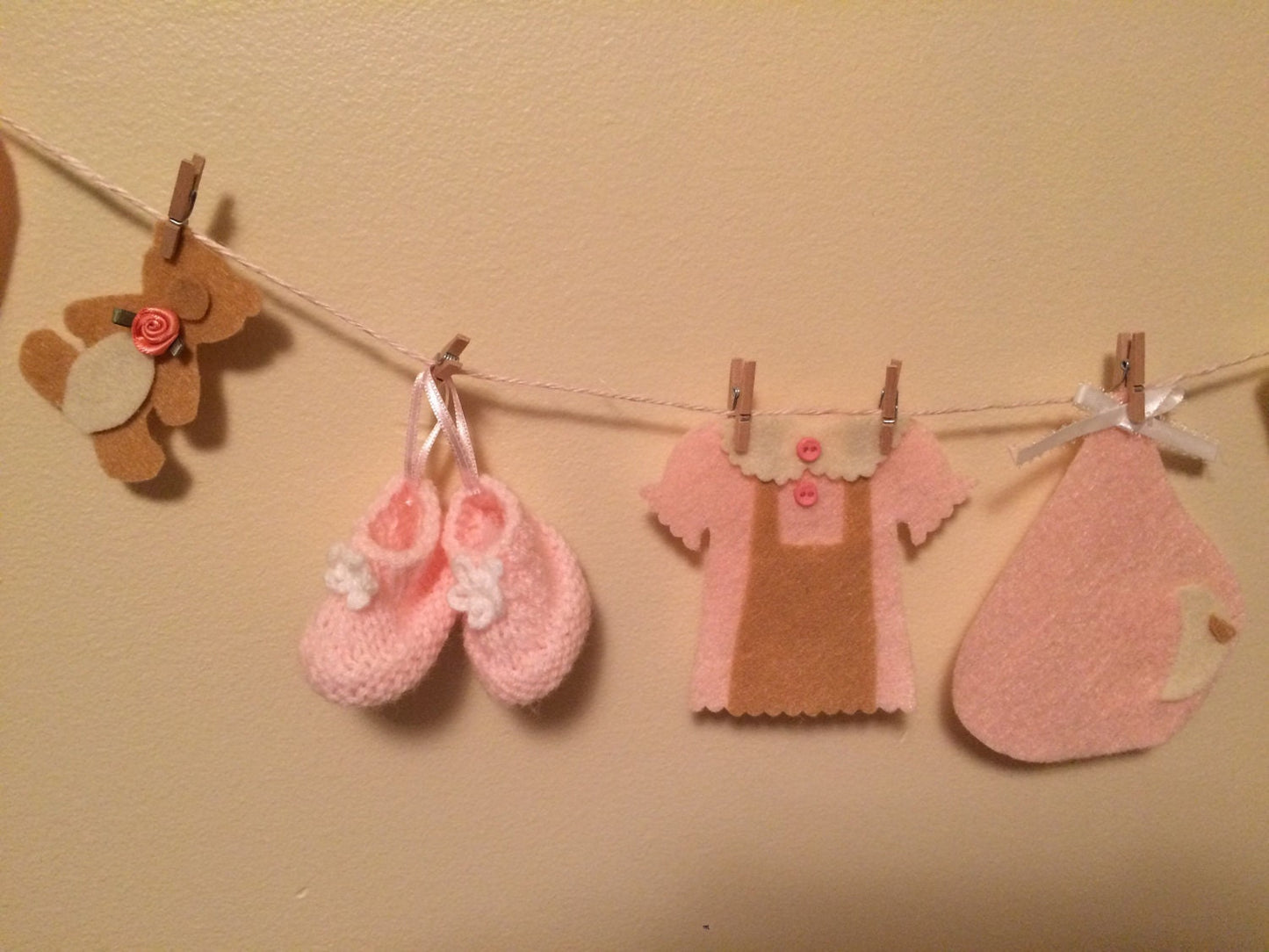 Baby Girl Felt Clothesline Garland Bunting Laundry Line Shower Nursery Decoration