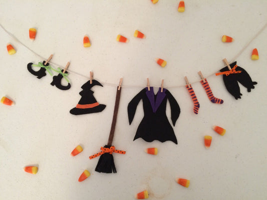 Witch Clothesline Halloween Decoration Banner Bunting Garland Witch's Laundry Line Home Decor