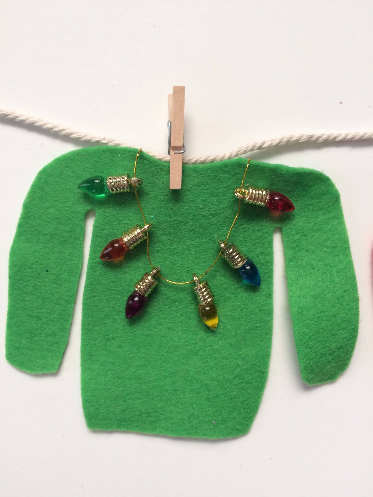 Ugly Christmas Sweater Miniature Felt Clothesline Decoration