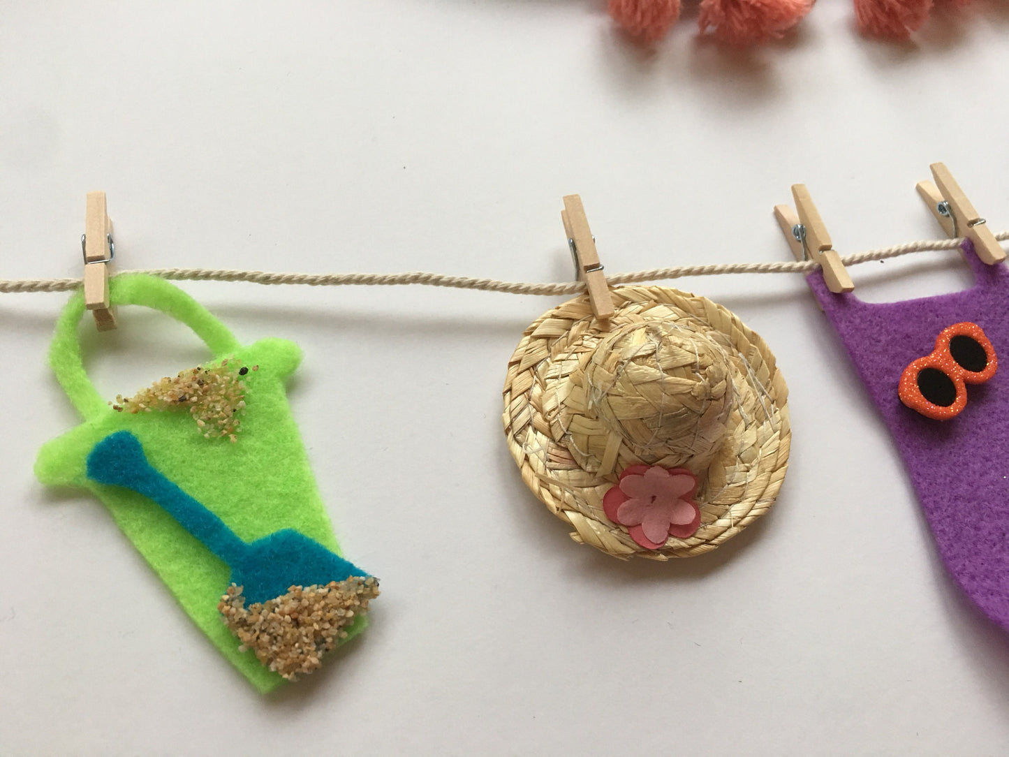 Beach Summer Felt Mini Clothesline Garland Wall Hanging Decoration