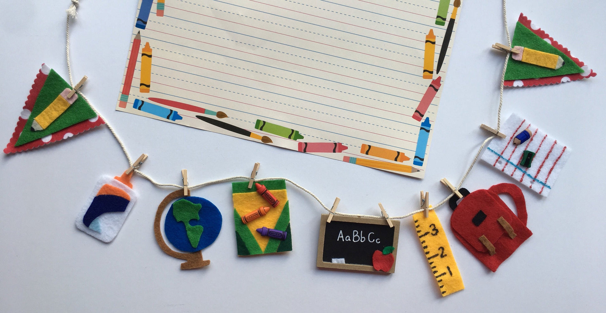 School Felt Miniature Clothesline Banner Garland Hanging Wall Decor Bunting