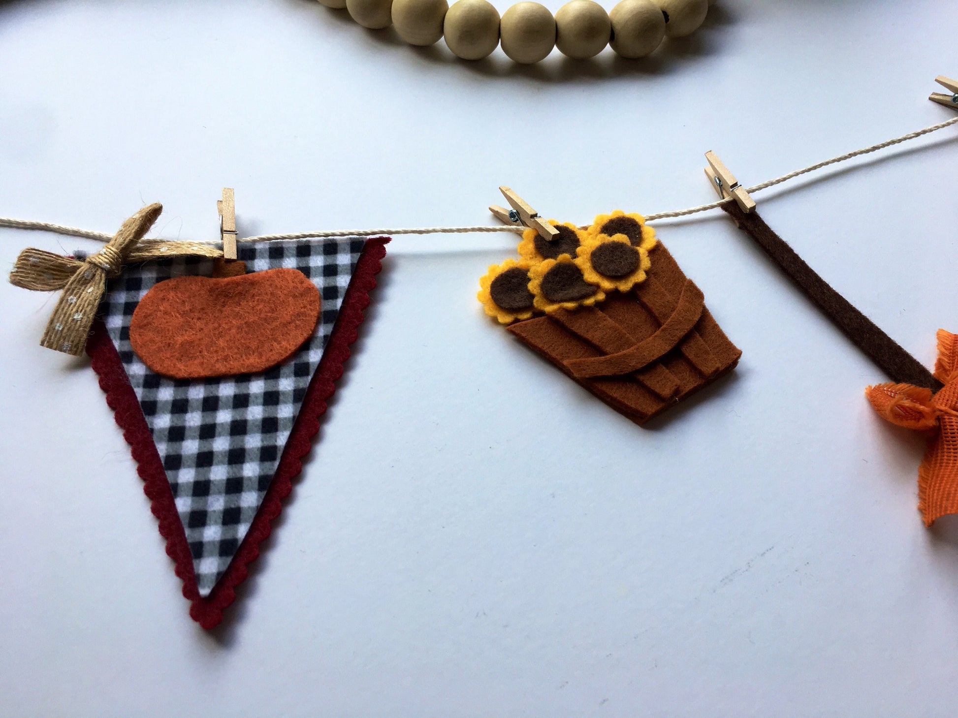 Autumn Fall Harvest Miniature Felt Clothesline Banner Bunting Garland Home Decoration Wall Hanging