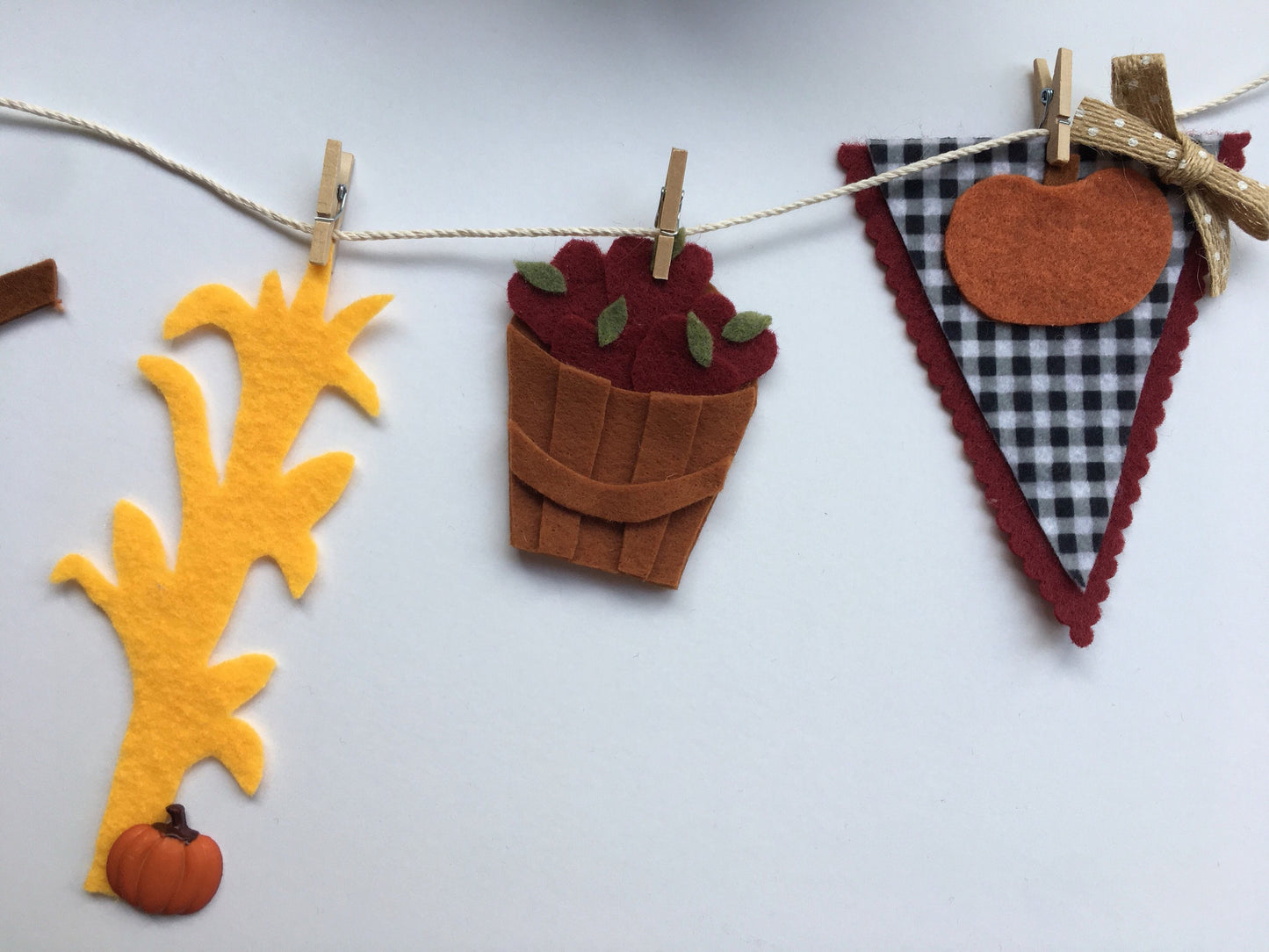 Autumn Fall Harvest Miniature Felt Clothesline Banner Bunting Garland Home Decoration Wall Hanging