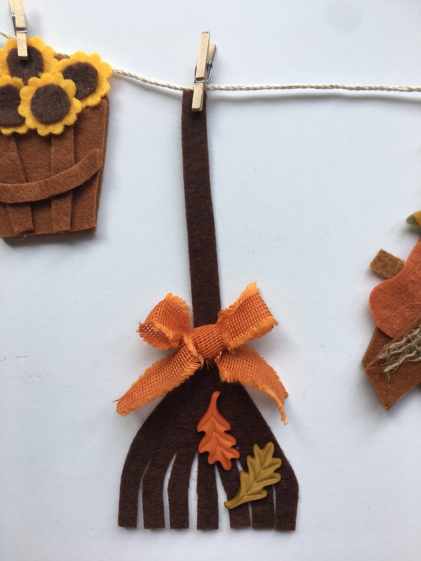 Autumn Fall Harvest Miniature Felt Clothesline Banner Bunting Garland Home Decoration Wall Hanging