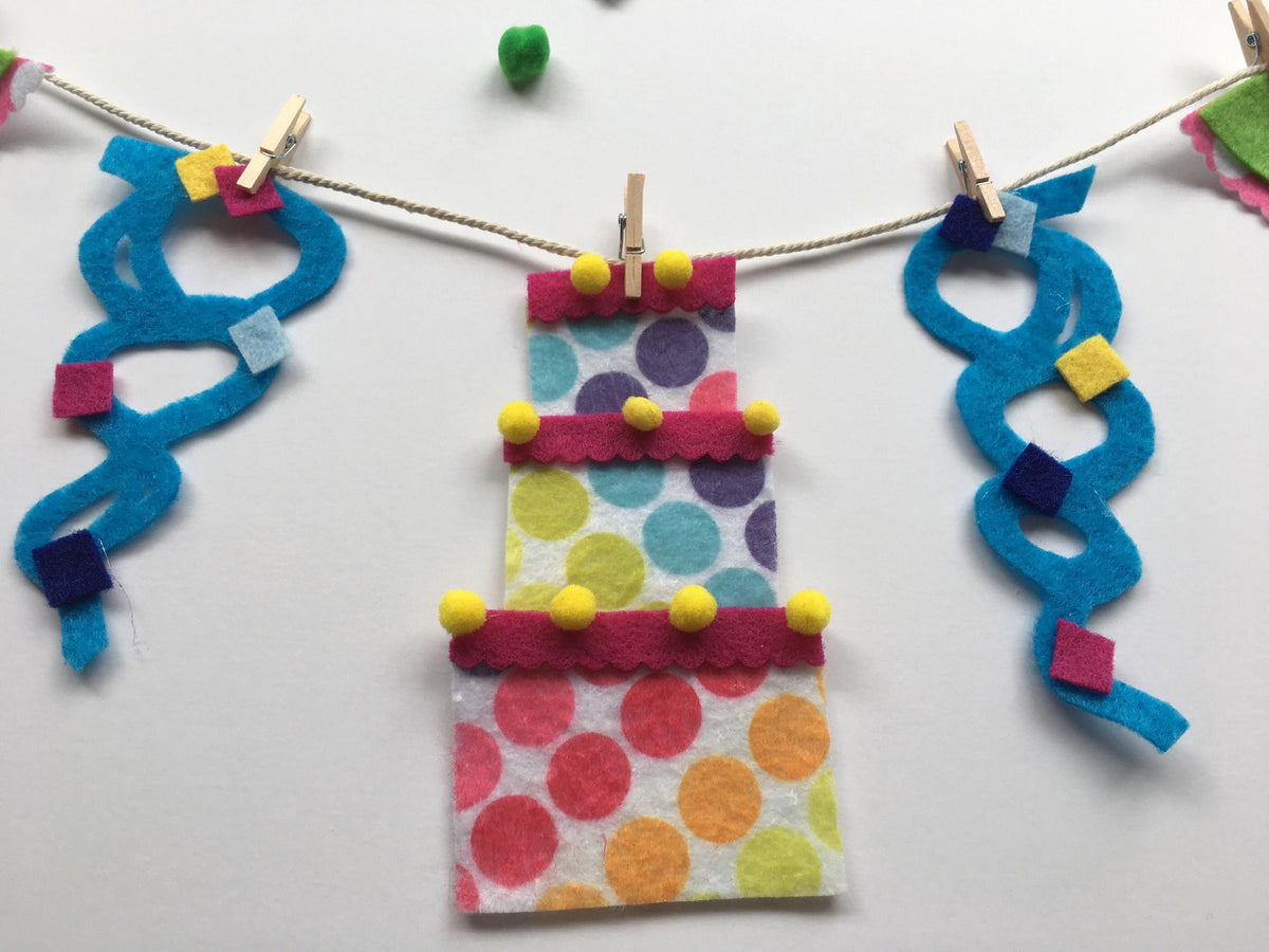 Happy Birthday Celebration Miniature Felt Clothesline Banner Garland Bunting Decoration