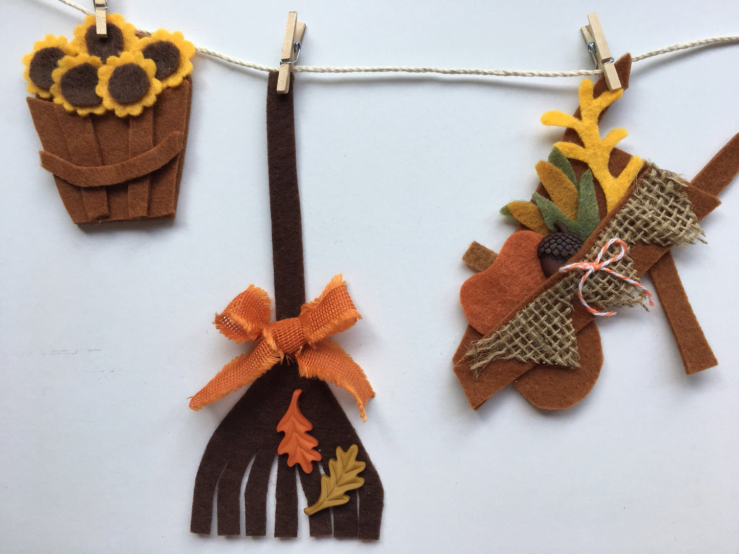 Autumn Fall Harvest Miniature Felt Clothesline Banner Bunting Garland Home Decoration Wall Hanging