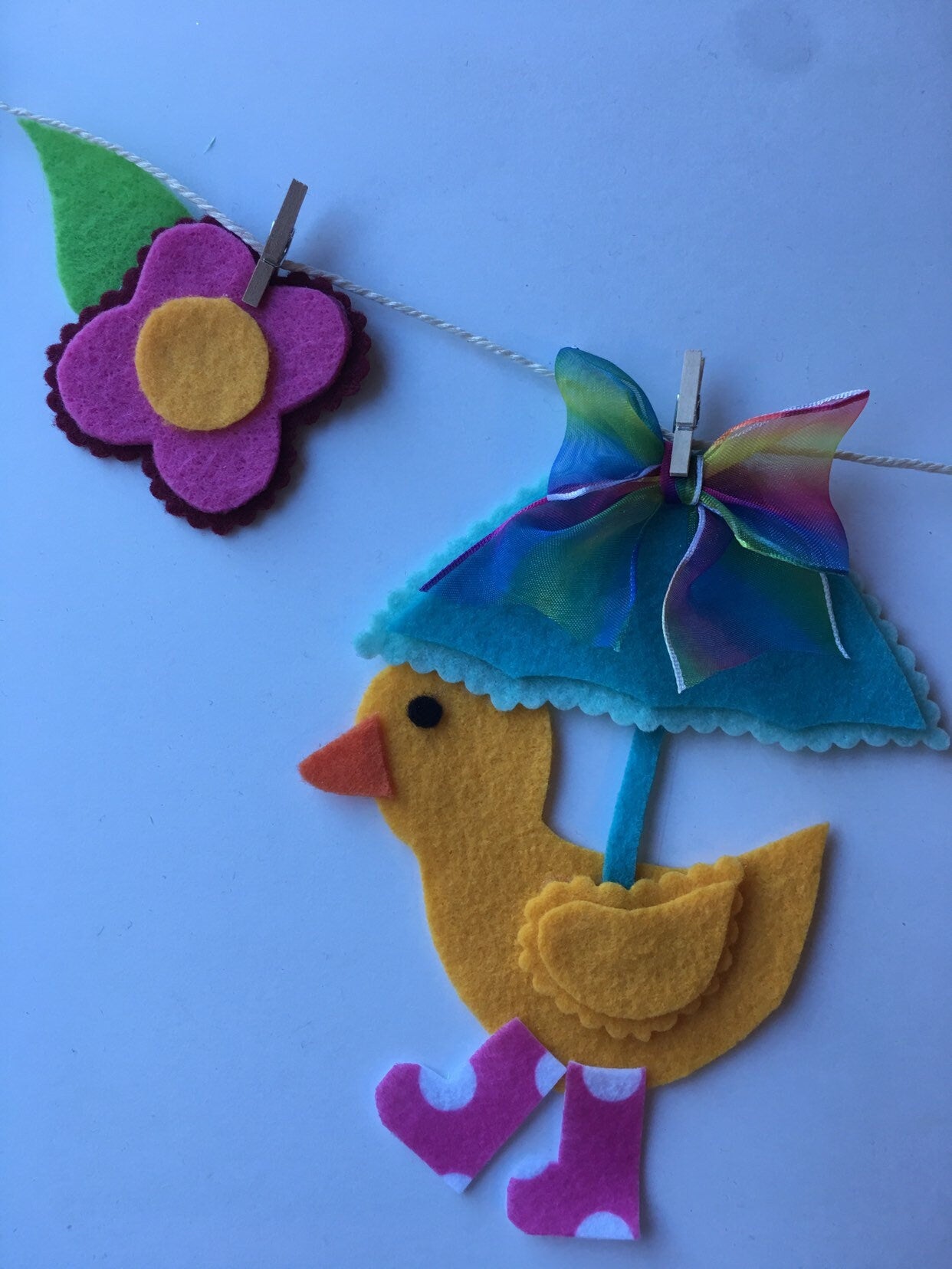 Springtime April Showers Duck Chick Bees Carrot Clothesline Banner Garland Bunting Home Decor Baby Shower Decoration