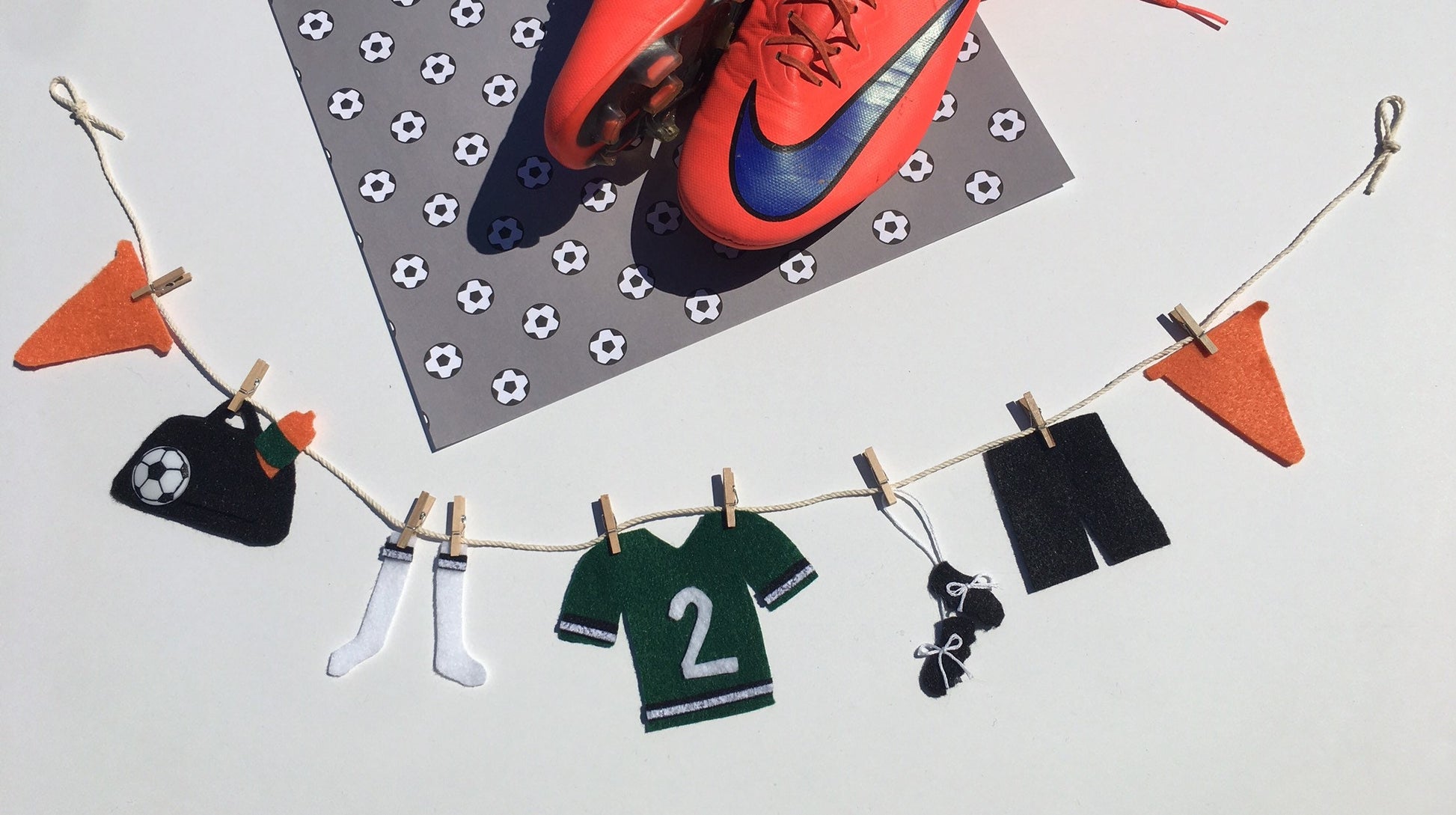 Miniature Felt Soccer Clothesline Soccer Uniform Banner Bunting Garland Wall Hanging Decoration