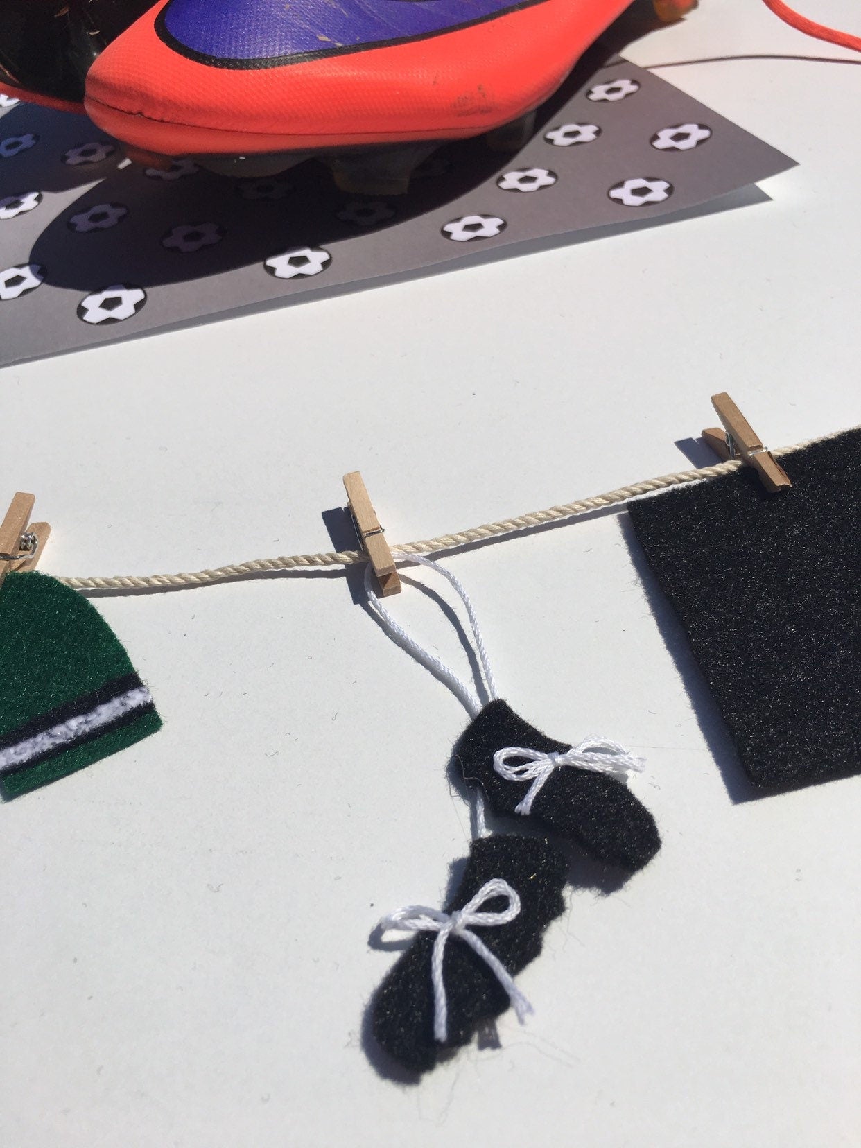 Miniature Felt Soccer Clothesline Soccer Uniform Banner Bunting Garland Wall Hanging Decoration