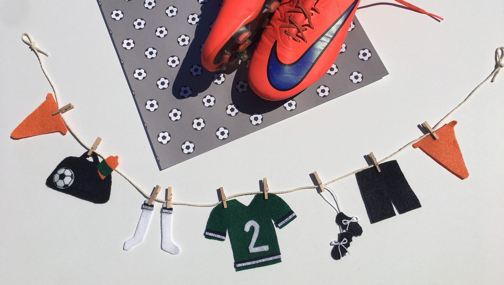 Miniature Felt Soccer Clothesline Soccer Uniform Banner Bunting Garland Wall Hanging Decoration