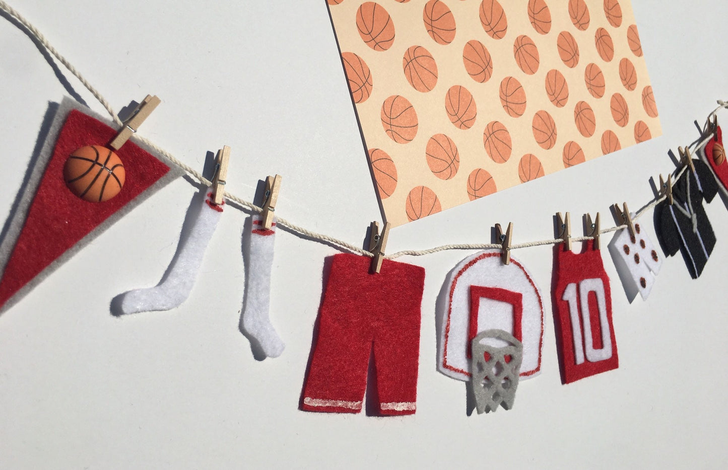 Miniature Felt Basketball Player's Clothesline Banner Bunting Garland Decoration Wall Hanging