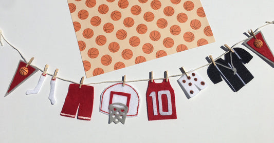 Miniature Felt Basketball Player's Clothesline Banner Bunting Garland Decoration Wall Hanging