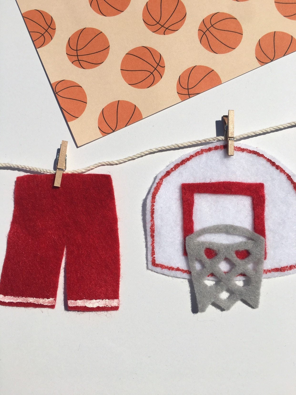 Miniature Felt Basketball Player's Clothesline Banner Bunting Garland Decoration Wall Hanging