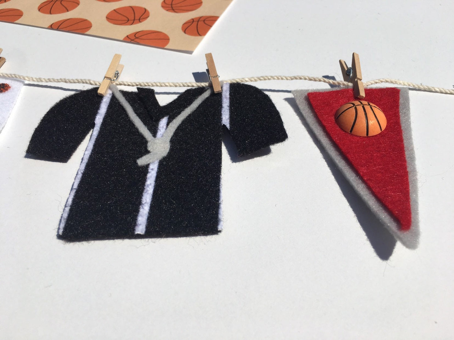 Miniature Felt Basketball Player's Clothesline Banner Bunting Garland Decoration Wall Hanging