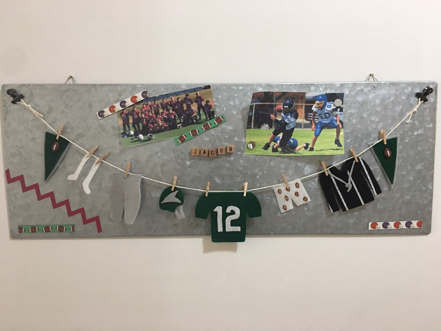 Miniature Felt Football Player's Clothesline Football Banner Garland Bunting Decoration Wall Hanging