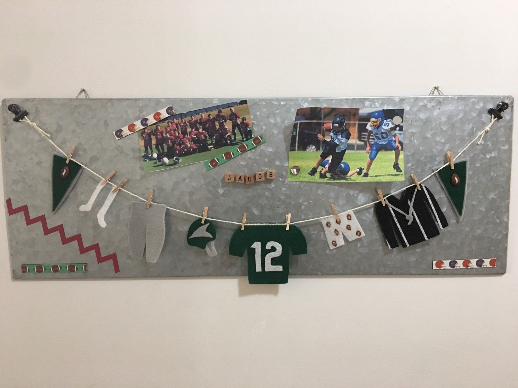 Miniature Felt Football Player's Clothesline Football Banner Garland Bunting Decoration Wall Hanging