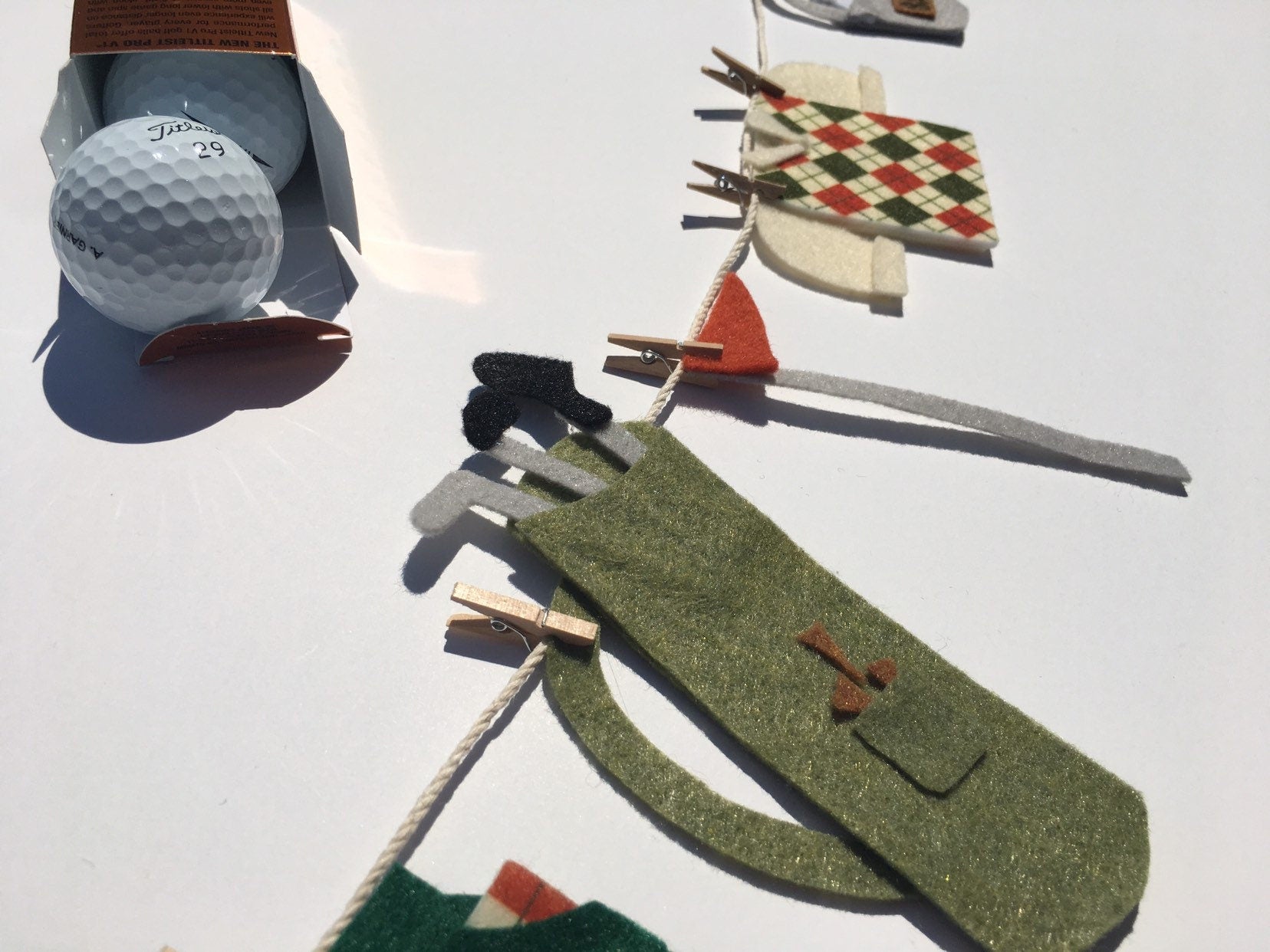 Miniature Felt Golfer's Clothesline Decoration Wall Hanging Banner Bunting Garland