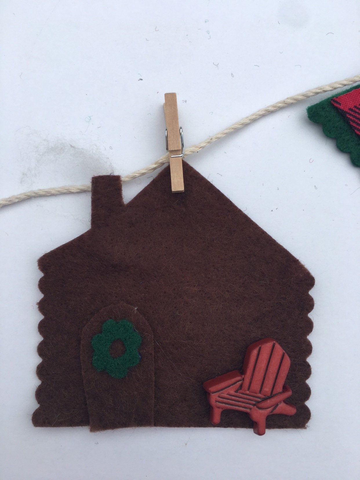 Cozy Cabin in the Woods Miniature Winter Christmas Banner Clothesline Bunting Garland Decoration