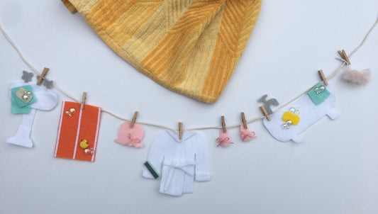 Bath Time Bathroom Miniature Felt Clothesline Banner Garland Bunting Decoration Wall Hanging