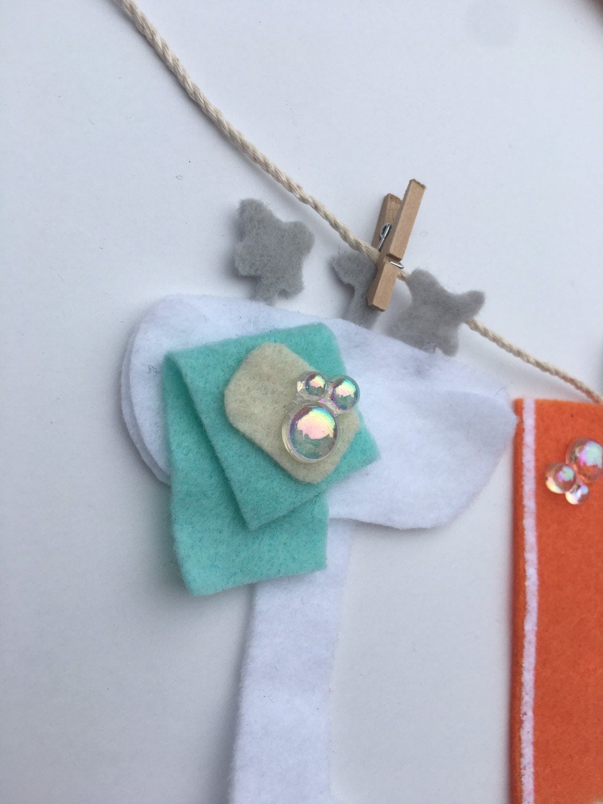 Bath Time Bathroom Miniature Felt Clothesline Banner Garland Bunting Decoration Wall Hanging