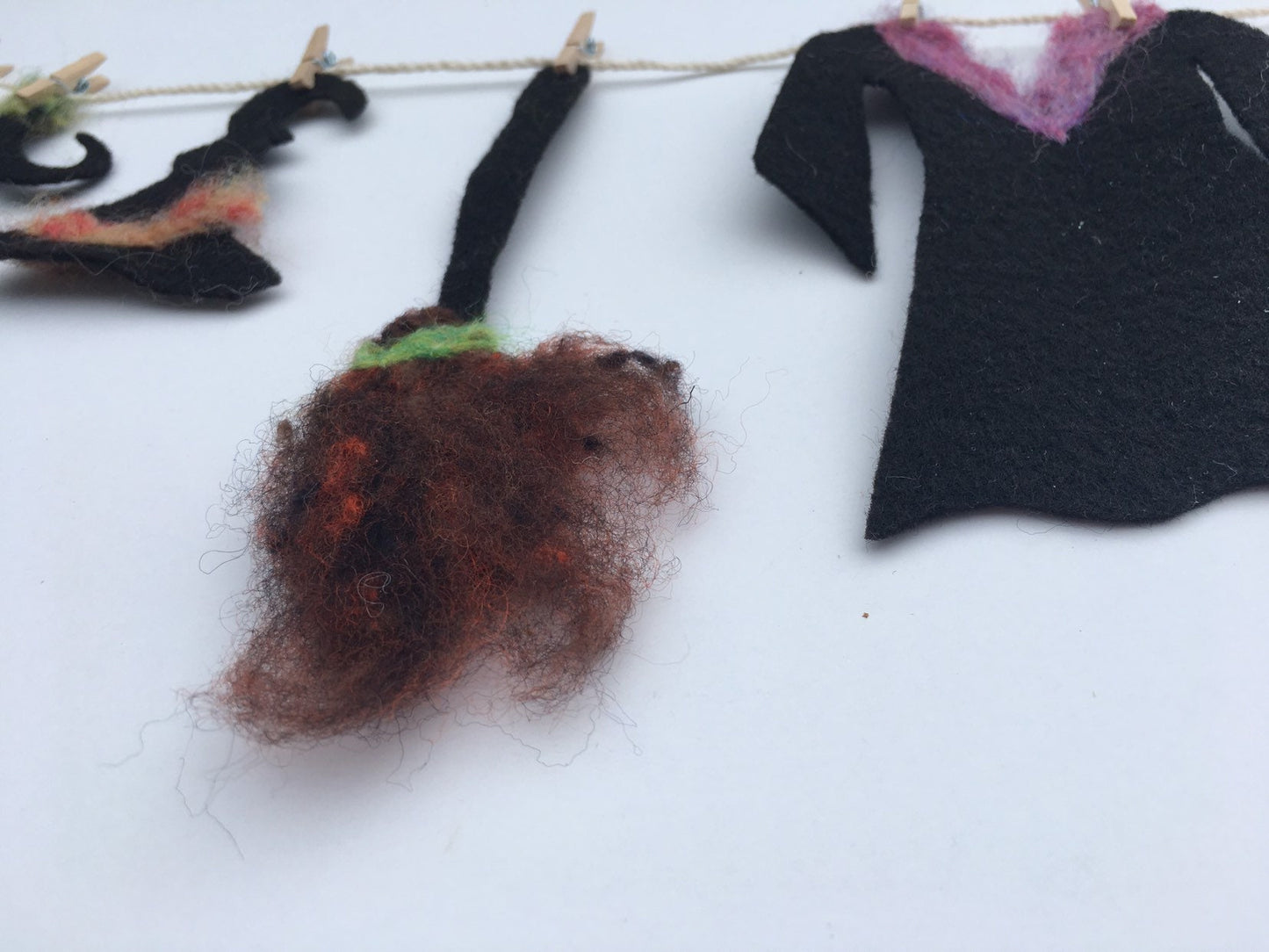 Witch Clothesline Miniature Felted Banner Bunting Garland Halloween Decoration Wall Hanging