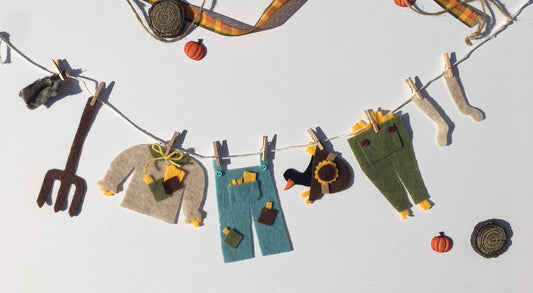 Miniature Felt Scarecrow Clothesline Decoration Fall Banner Harvest Garland Autumn Wall Hanging
