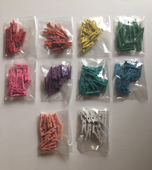 Miniature Colored Clothespins- Set of 15