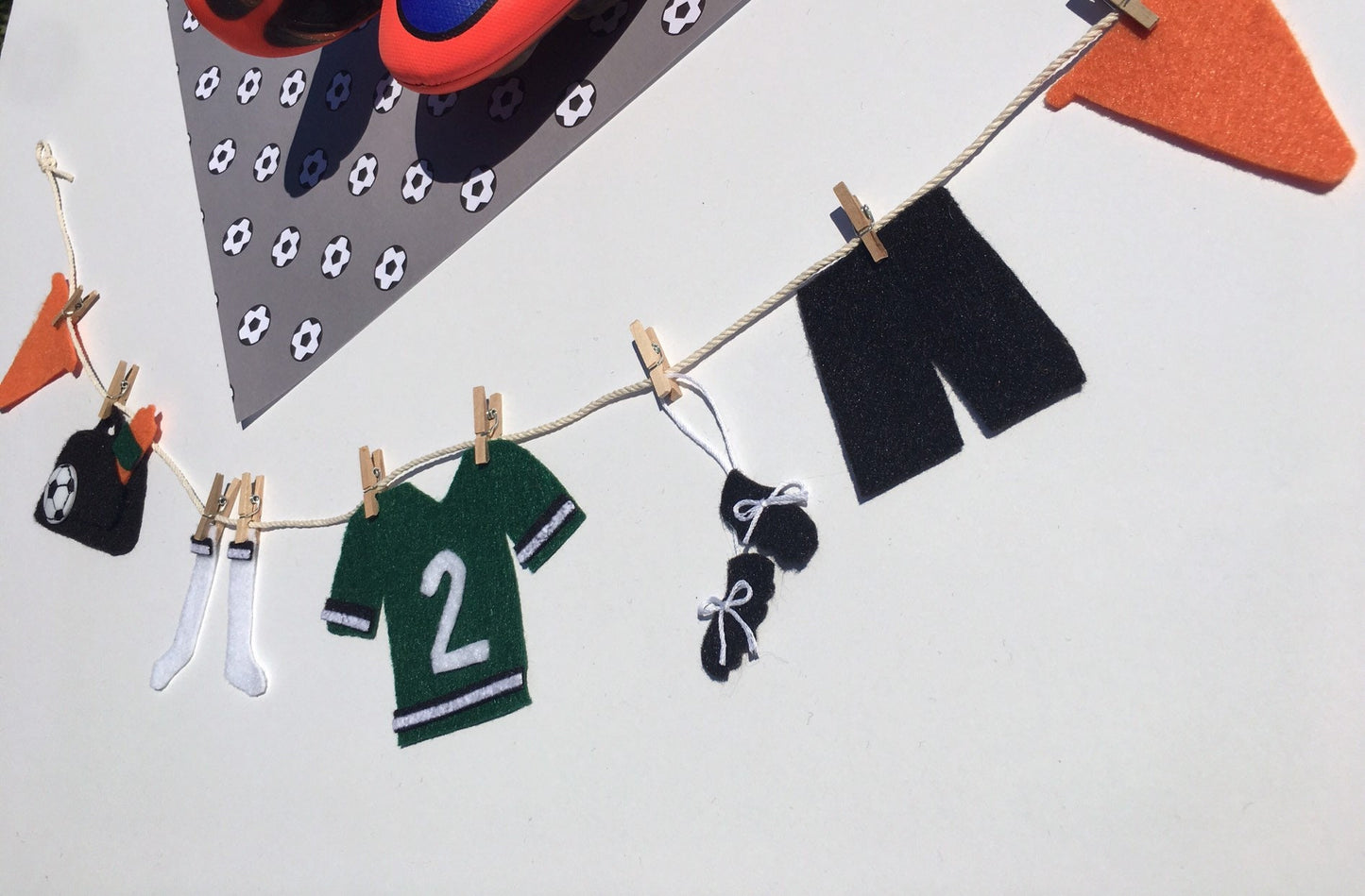Miniature Felt Soccer Clothesline Soccer Uniform Banner Bunting Garland Wall Hanging Decoration