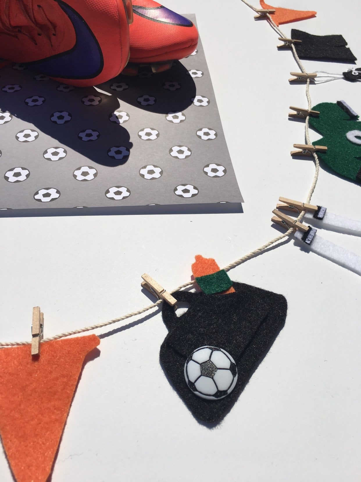 Miniature Felt Soccer Clothesline Soccer Uniform Banner Bunting Garland Wall Hanging Decoration