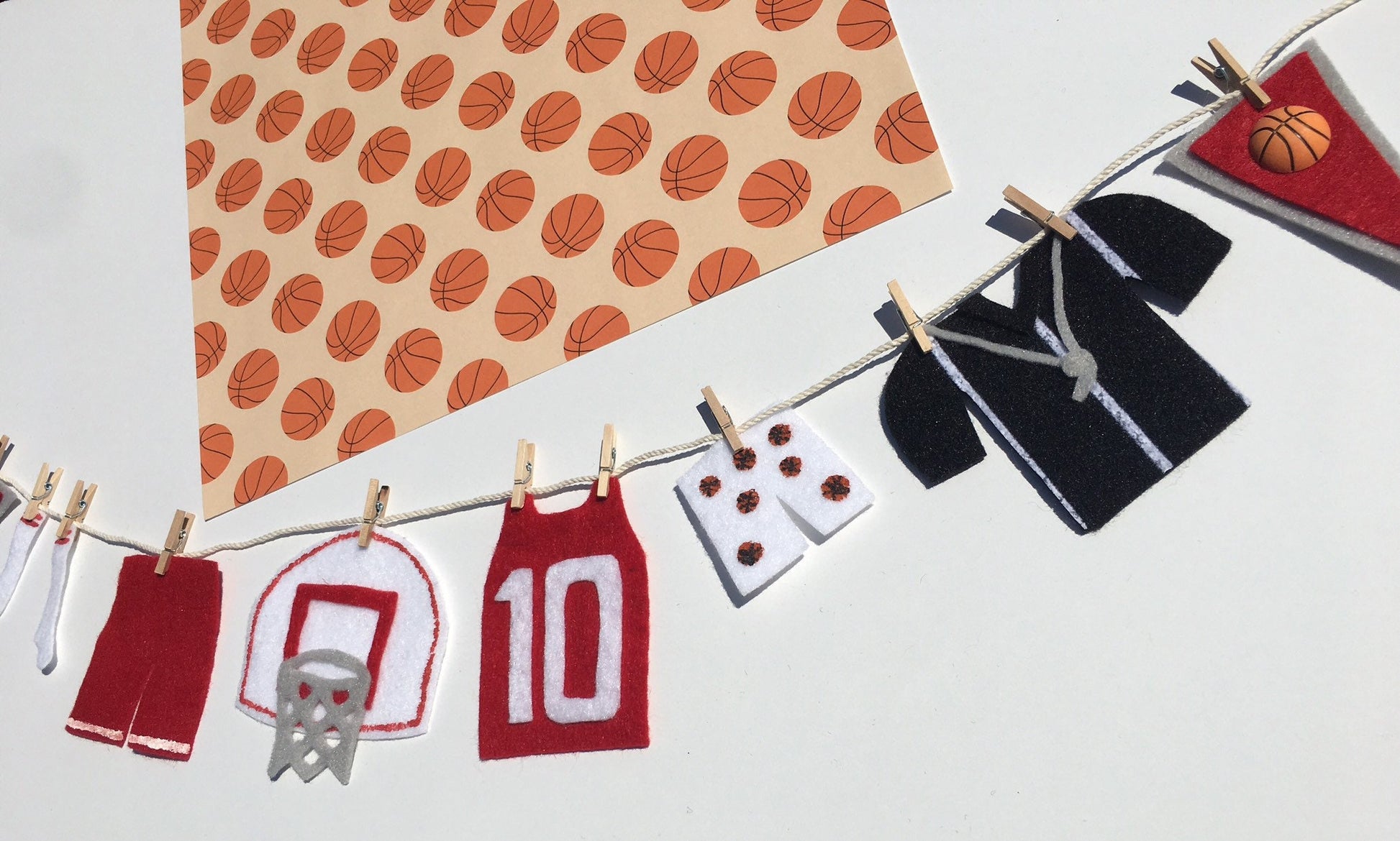 Miniature Felt Basketball Player's Clothesline Banner Bunting Garland Decoration Wall Hanging